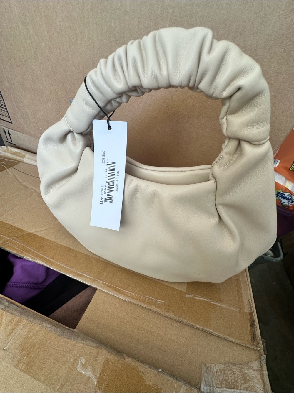The Drop Cream Ruched Handle Shoulder Bag - Women